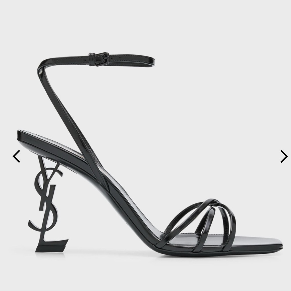 Yves Saint Laurent Black Logo Heels SZ 8 like new with box, dust bag & heel stop